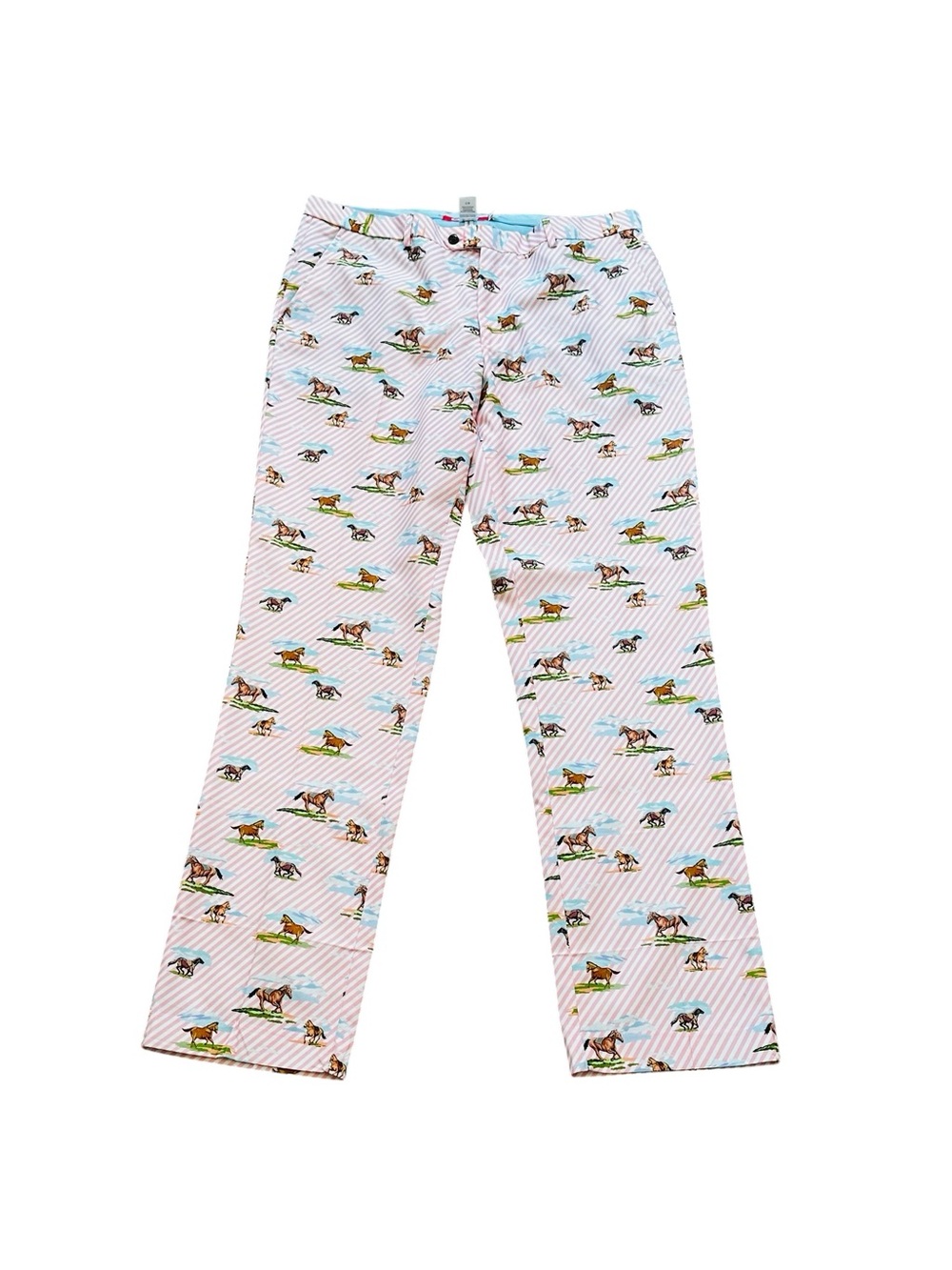 Shinesty Mens Trouser Golf Pants Horse Race Pink Stripe Kentucky Derby Novelty